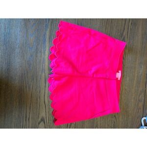 Isaac Mizrahi Shorts Cotton Blend Hot Pink Scalloped Hem Preppy Barbiecore Chic